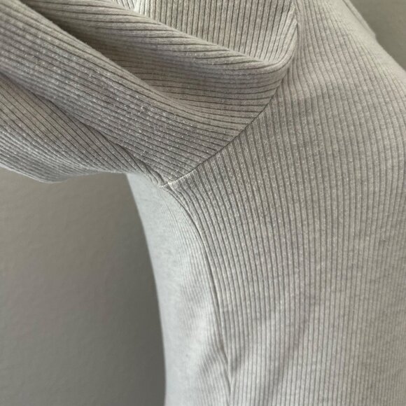 Agolde Rib Knit Top Maya Scoop Neckline Long Sleeve Minimalist Grey Sz L - Picture 6 of 14